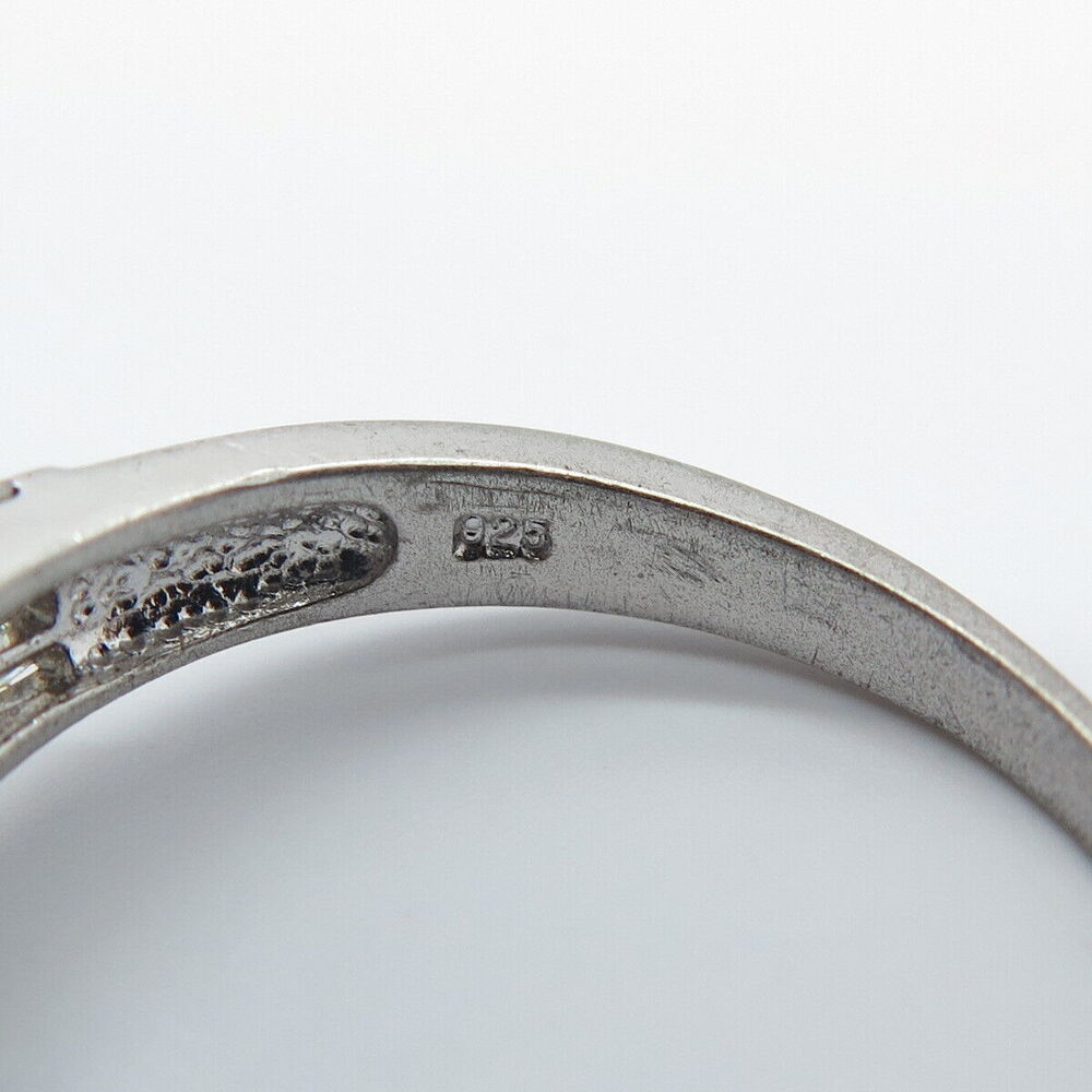 925 Sterling Silver White & Blue C Z Ring Size 8.75 - Picture 6 of 8